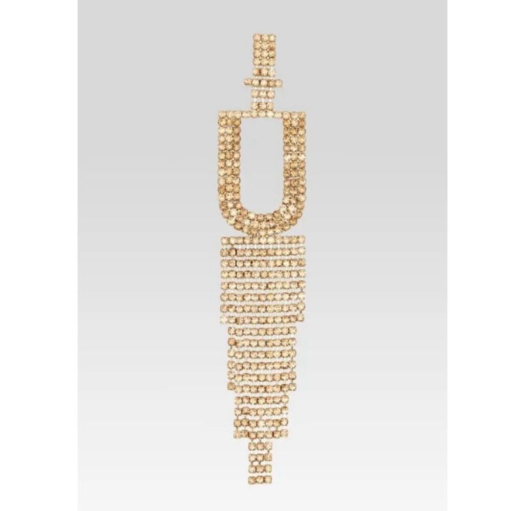 Retrofête Crystal Alphabet U Fringe Drop Earring Gold